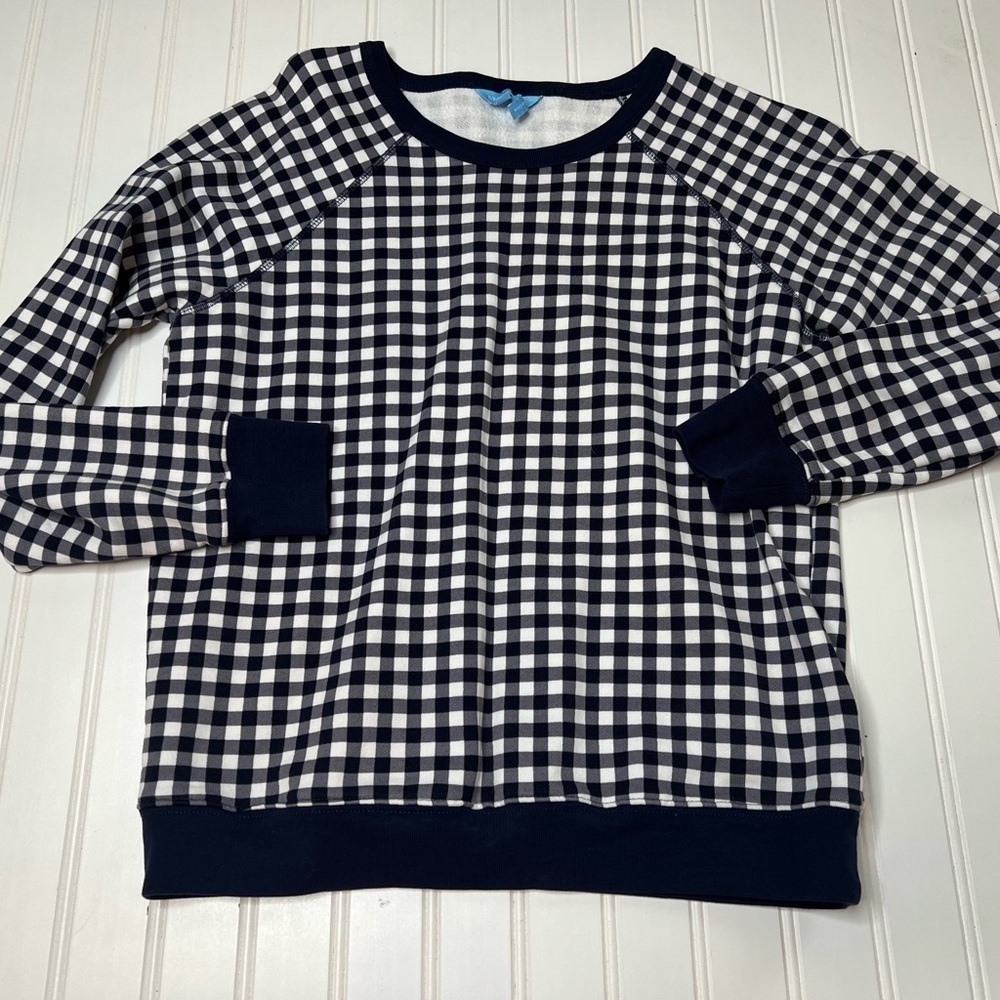 Draper James Natalie Blue Gingham Sweatshirt Womens Small Long Sleeve.     33
